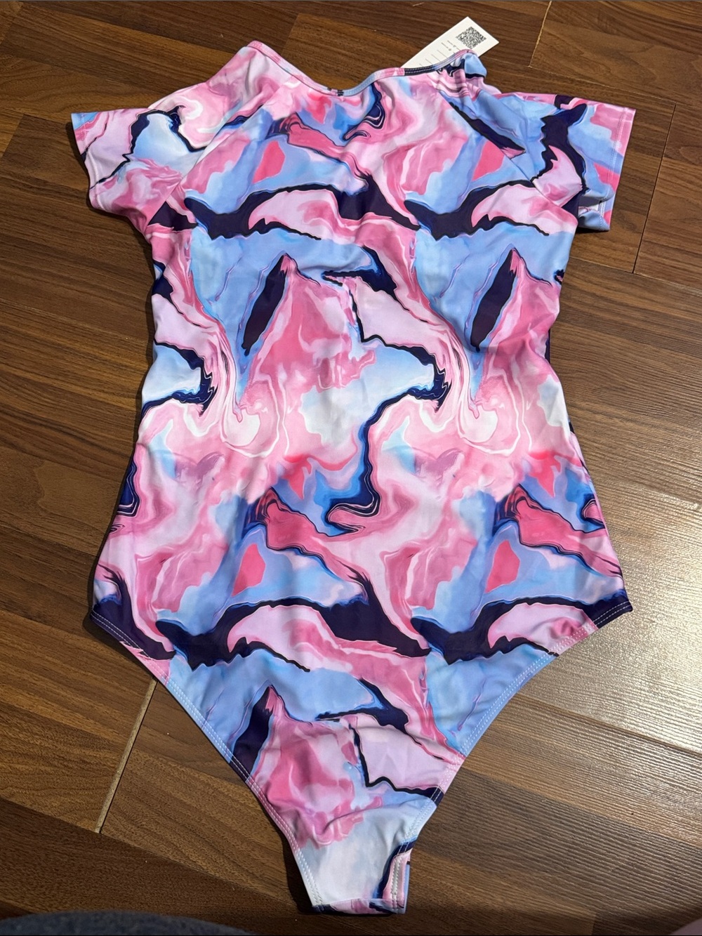 Missky Pink Marble Zip-Front One-Piece Swimsuit NWT - Picture 3 of 5